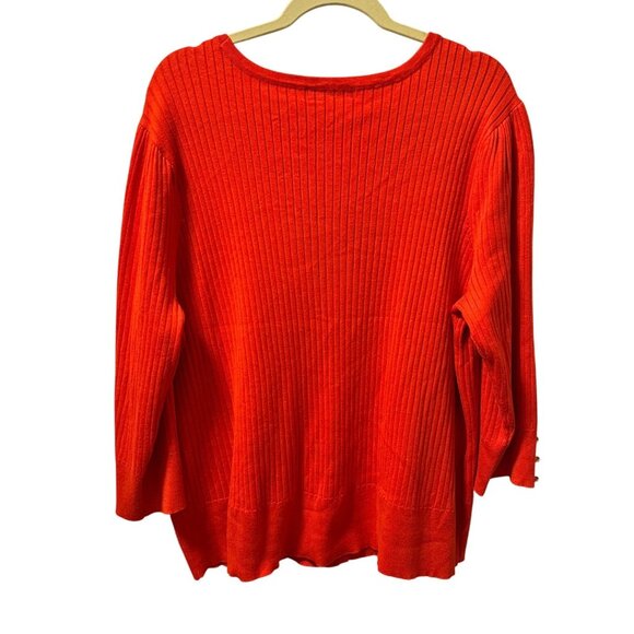 Tint & Shadow Womans Ribbed V-Neck Cardigan With Gold Buttons Sz  3X - Picture 10 of 12